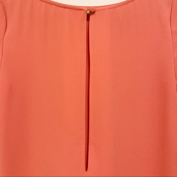 Nordstrom Leith Coral Pink Quarter Sleeve Boatneck Crepe Shift Mini Dress XS - Picture 5 of 7